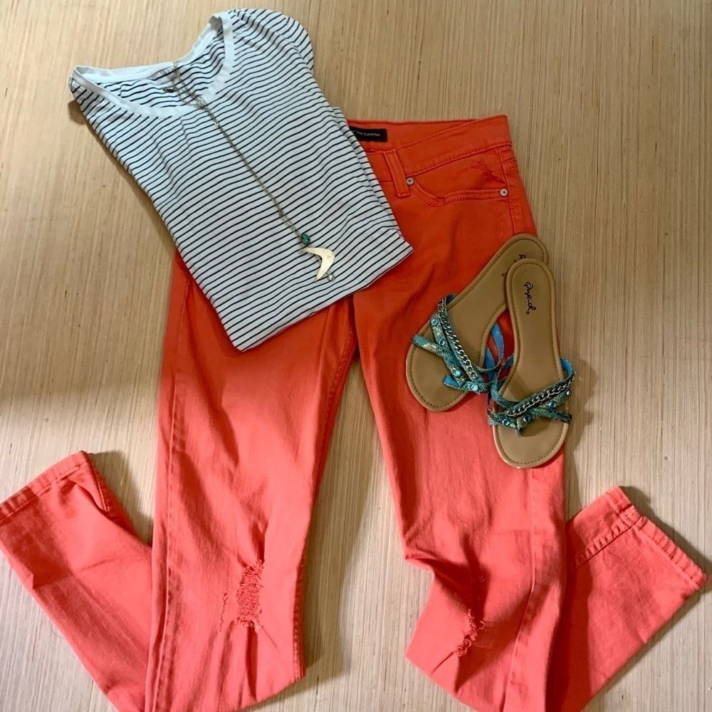 Levi’s 524 Too Superlow Coral Distressed Jeans